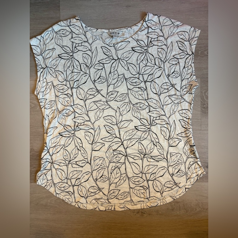 Orvis Women's Leaf Pattern Blouse - Black and Cream
